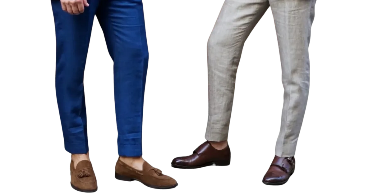 Zonder sokken met blote voeten in schoenen